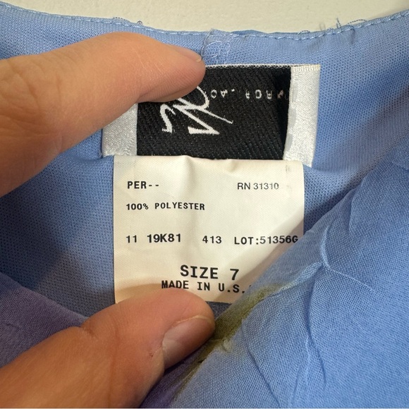 VTG Y2K IZ Byer Asymmetrical Midi Slip Dress Small 7 Blue Floral Fairycore 90s - Picture 3 of 6